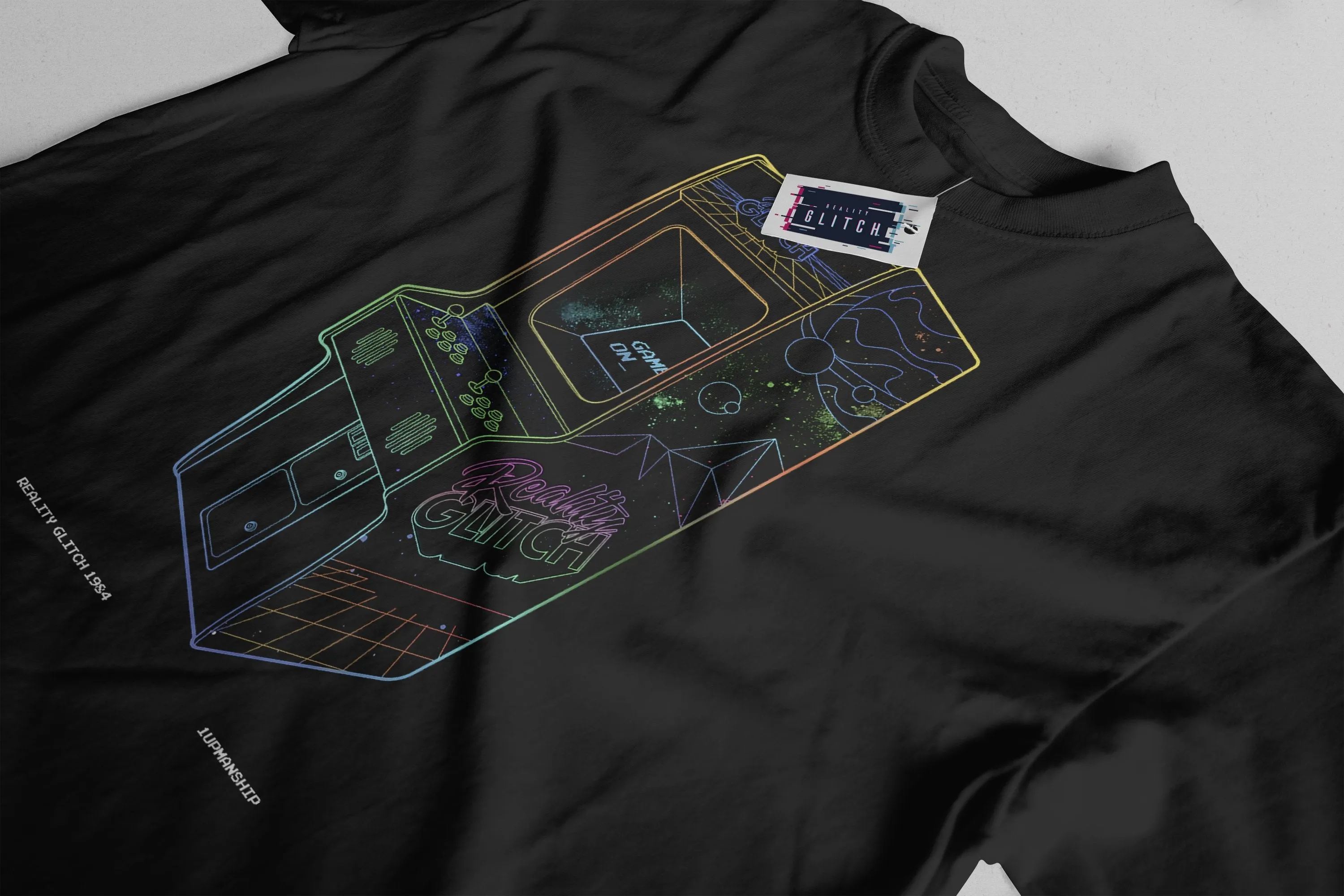 1 UP Neon Retro Arcade Mens T-Shirt