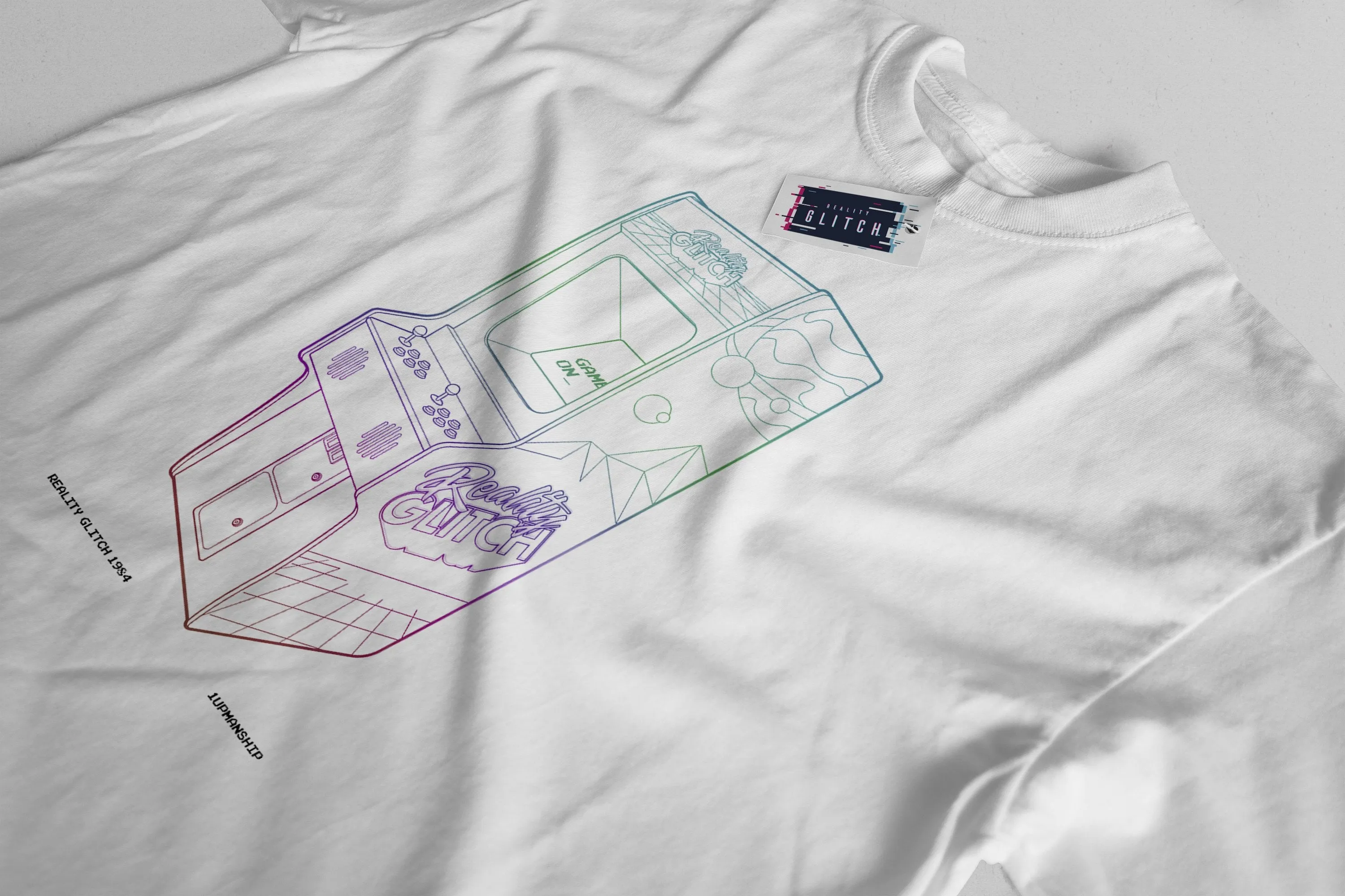 1 UP Neon Retro Arcade Mens T-Shirt