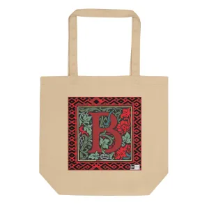100% Organic Cotton Eco-Tote Featuring Decorative Lettering, “B”