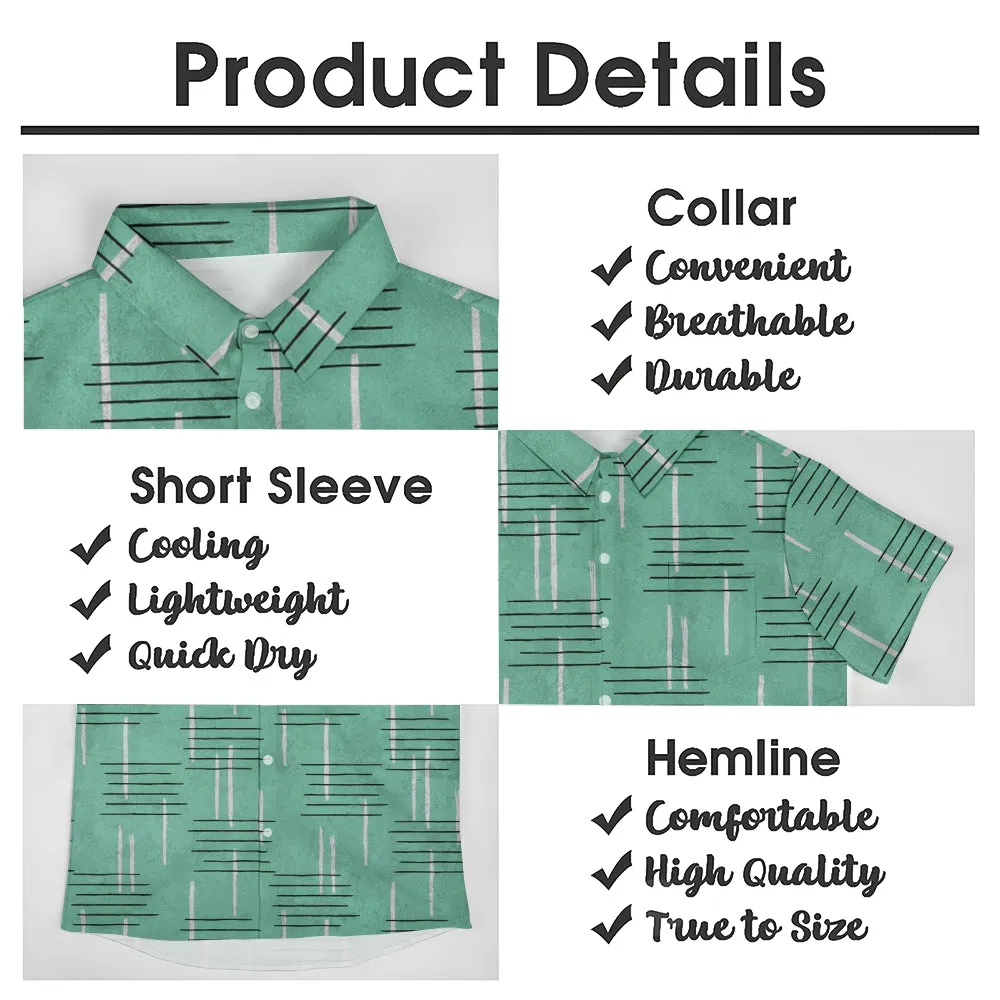 50's Retro Geometric Line Print Casual Vacation Shirt 2406000044