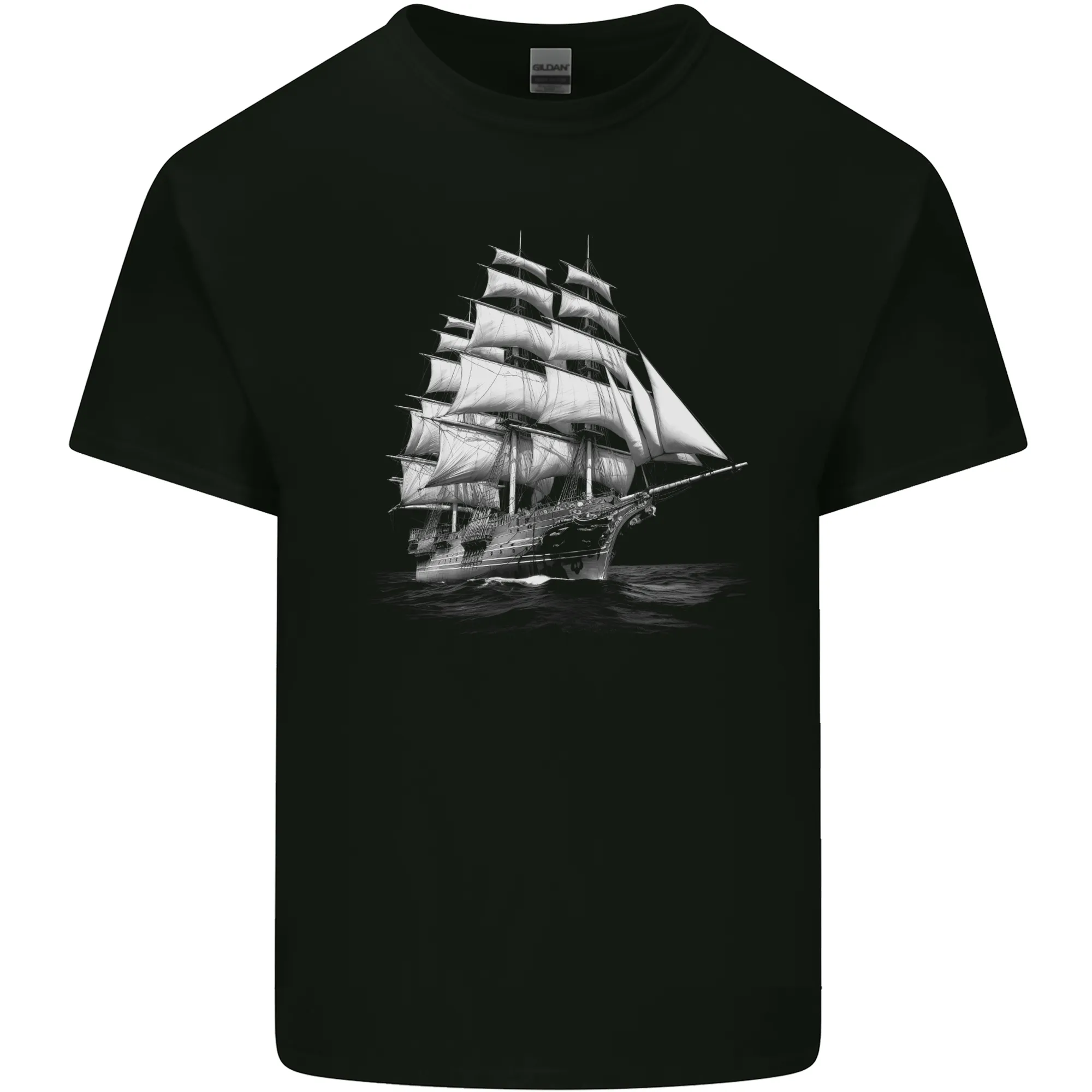 A Classic Sailing Ship Sailor Captain Navy Mens Light Cotton T-Shirt