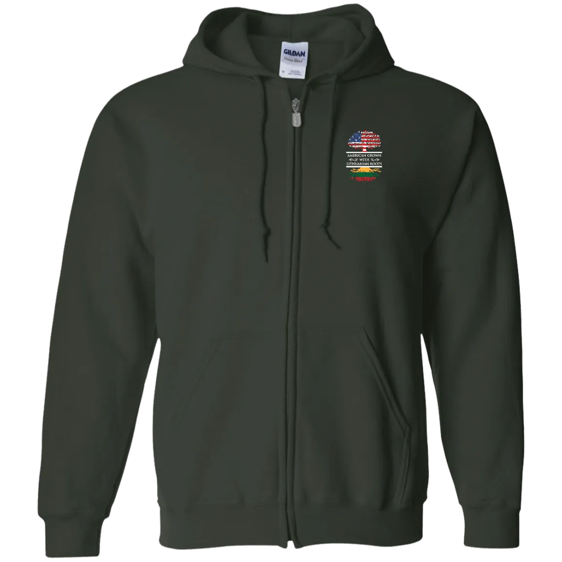 American Grown Lithuanian Roots - Men/Women Unisex Comfort Full-Zip Hoodie