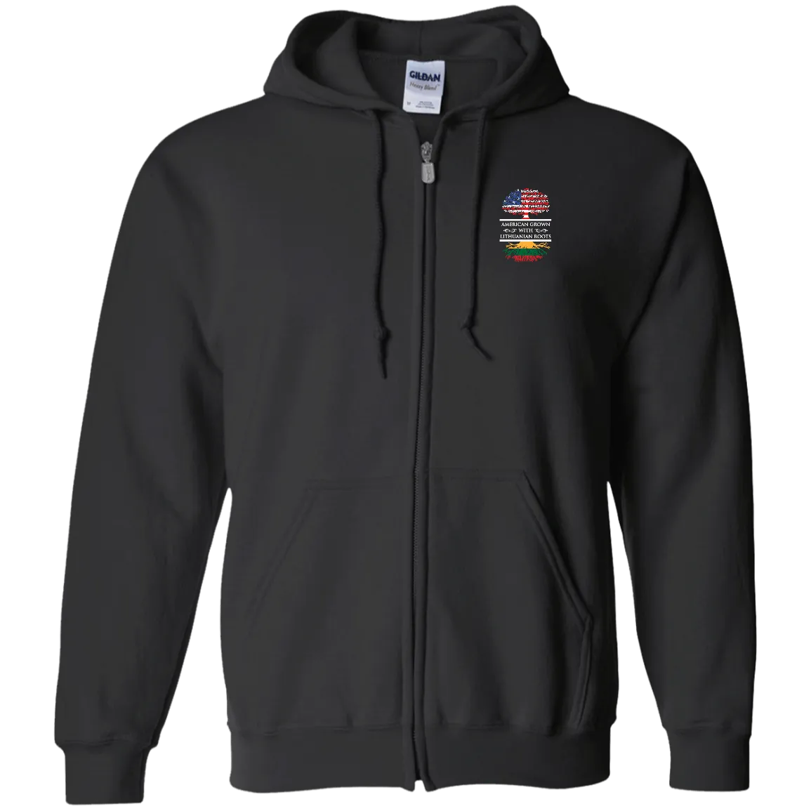 American Grown Lithuanian Roots - Men/Women Unisex Comfort Full-Zip Hoodie