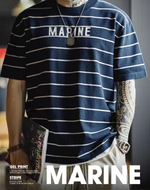 American Retro Contrast Letter Print Half-Sleeved Sailor Men's T-Shirt