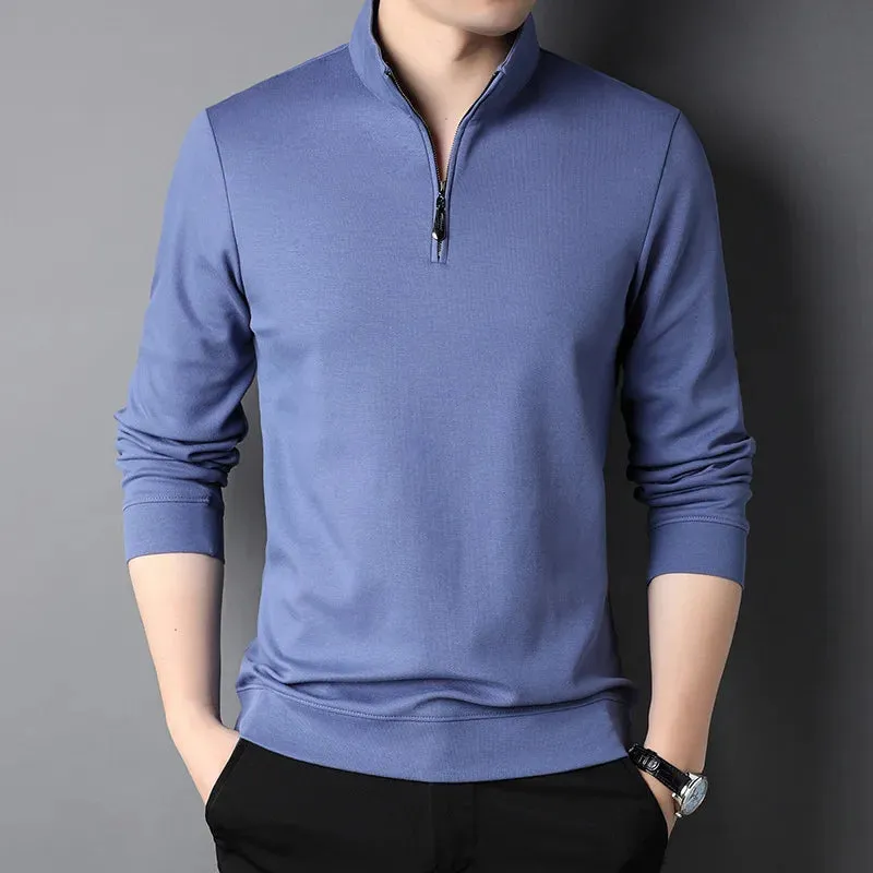 Autumn Sweatshirt Men Fashion Slim Fit Mens Hoodies Sweatshirts Half Zipper Solid Color Sweatshirts Classic Casual Men Clothing