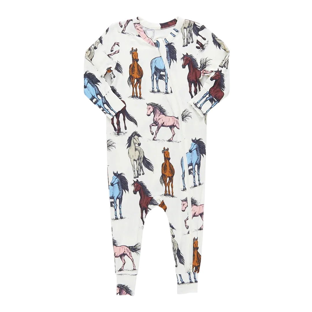 Baby Bamboo Romper Onesie - Multi Horses