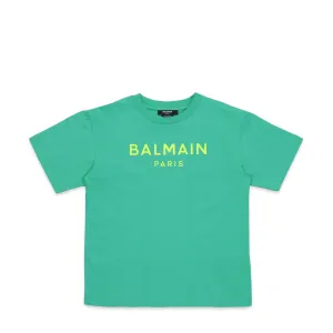 Balmain Kids Raised Neon Logo T-Shirt