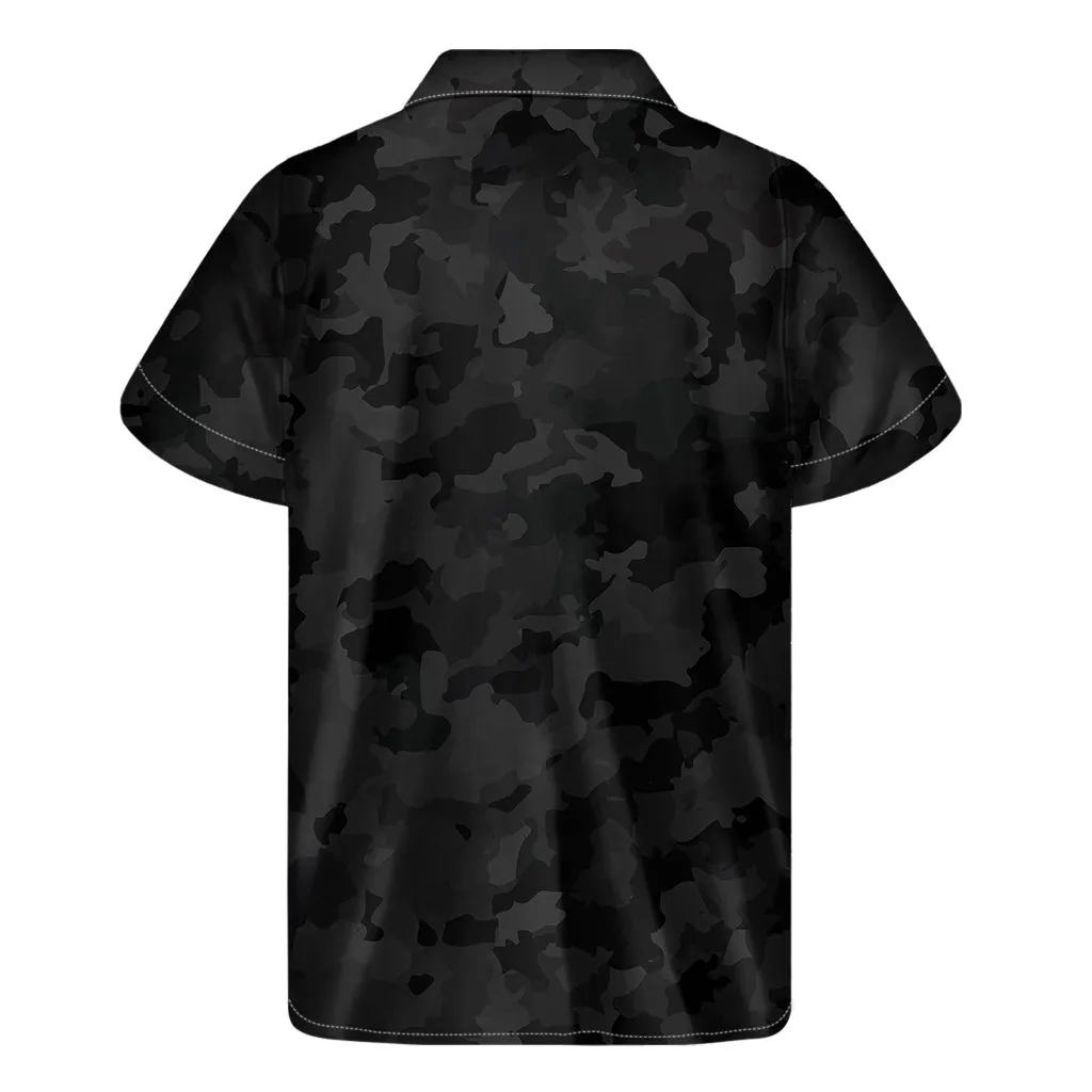 Black Camouflage Hawaiian Style Short Sleeve Shirt