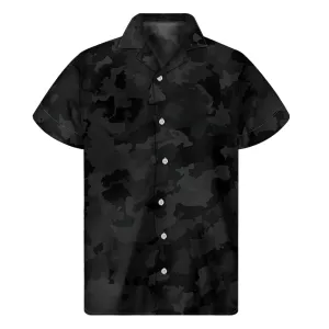 Black Camouflage Hawaiian Style Short Sleeve Shirt
