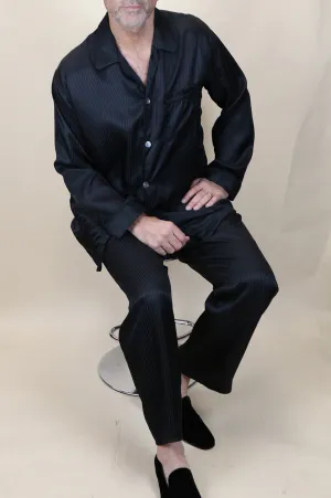 Black Tone on Tone Silk Pajama's