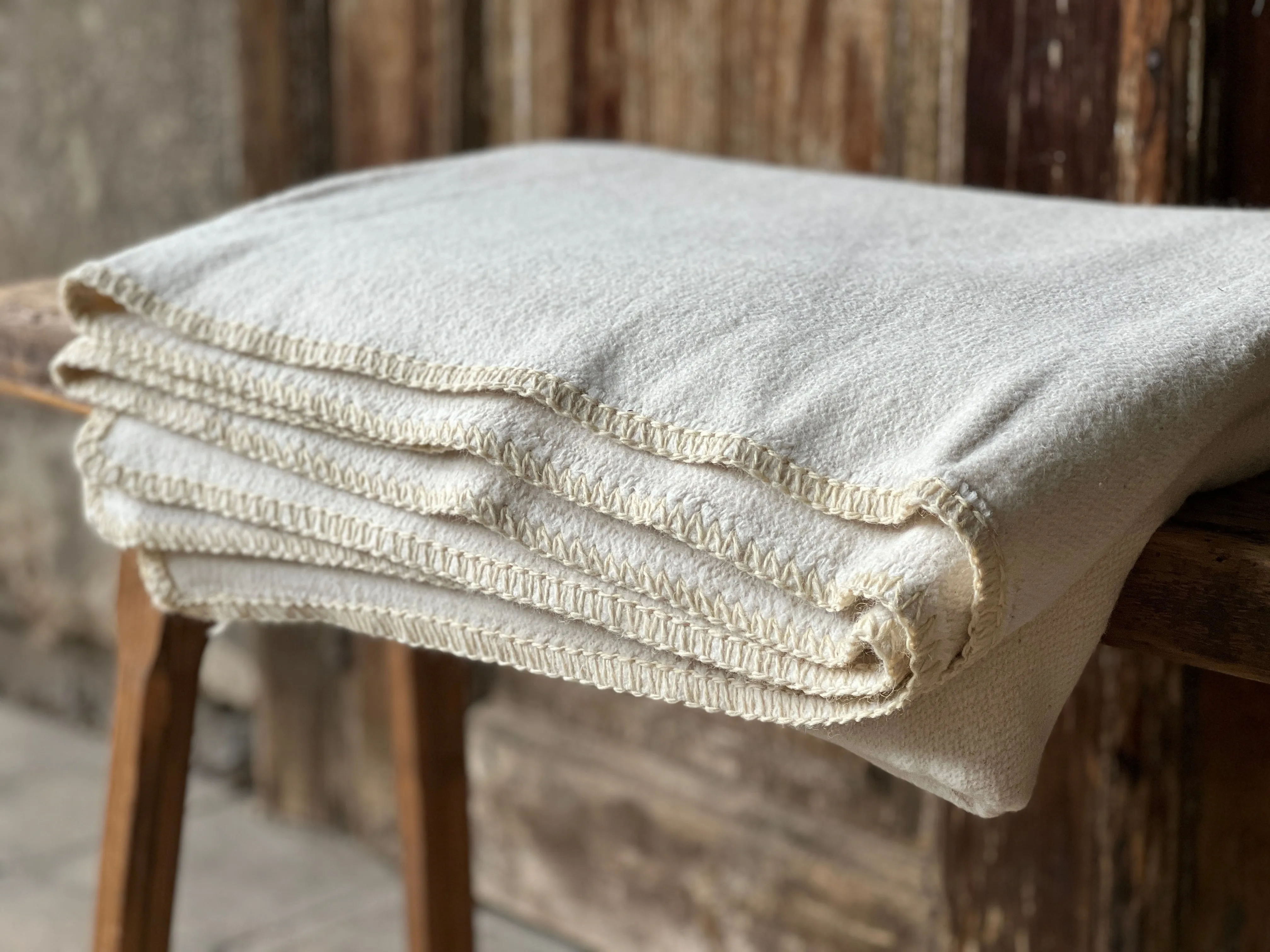 Blanket: Organic eco-cotton, Natural trim , full/queen - BL23