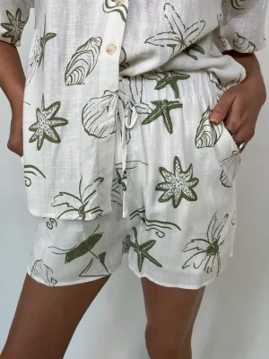 Blue Pepper Linen Shell Set Olive