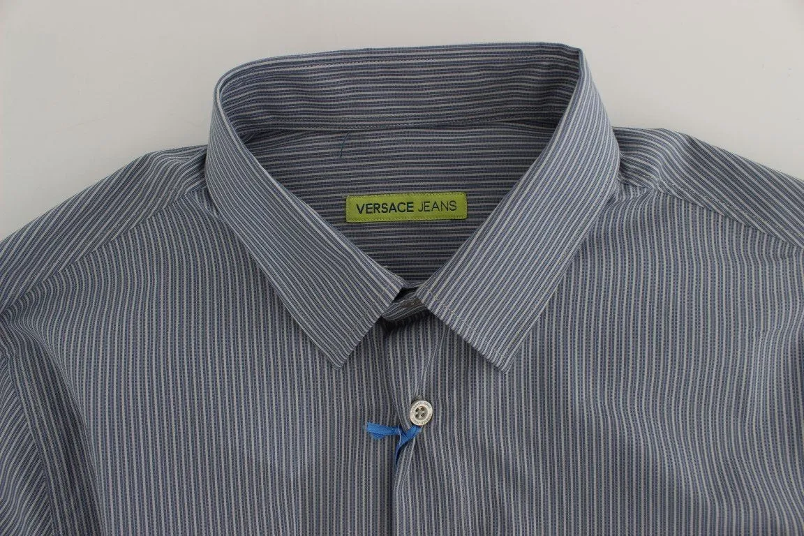 Blue White Striped Cotton Shirt