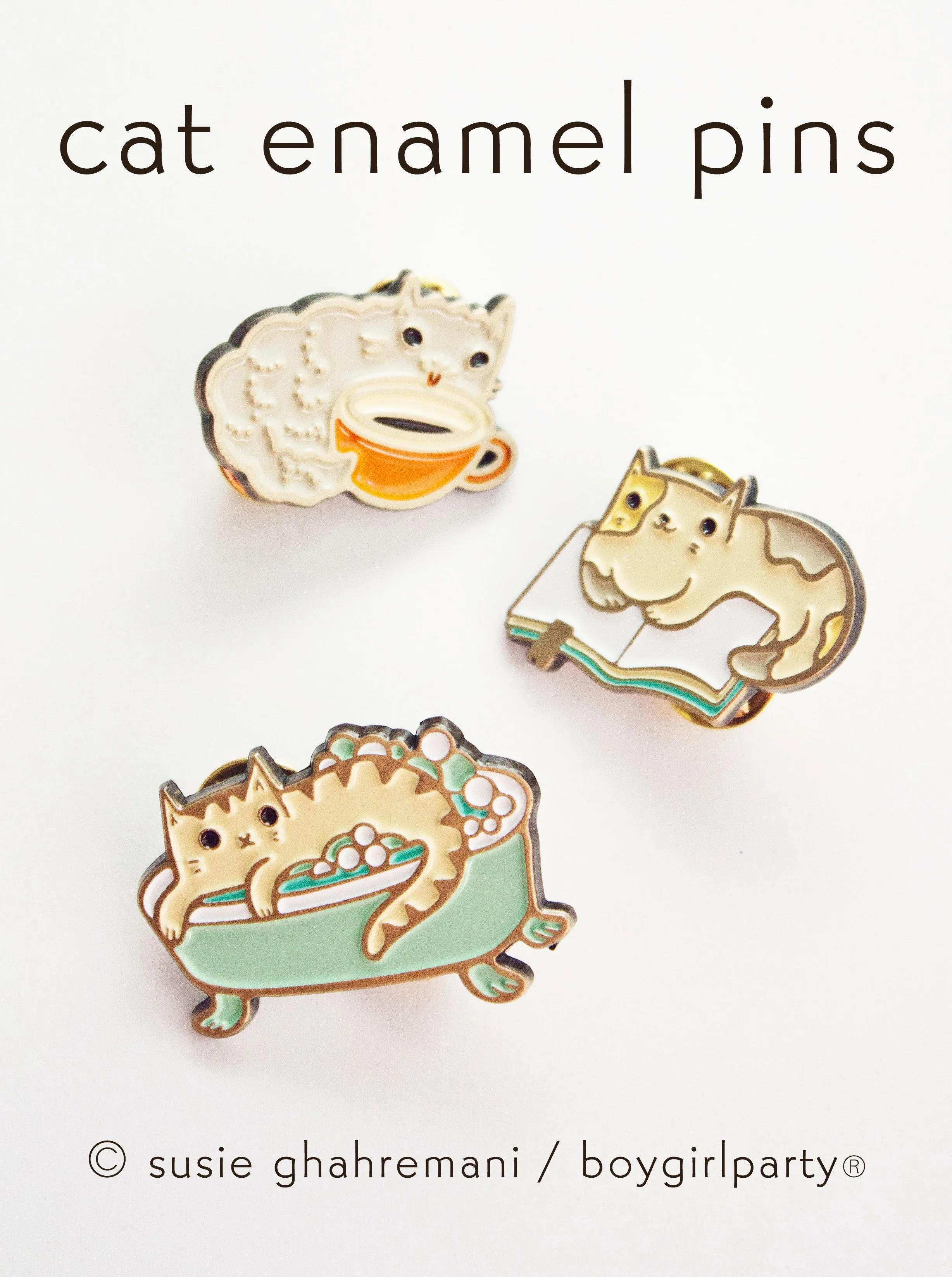 Book Cat Pin — Book Reading Cat Enamel Pin by boygirlparty