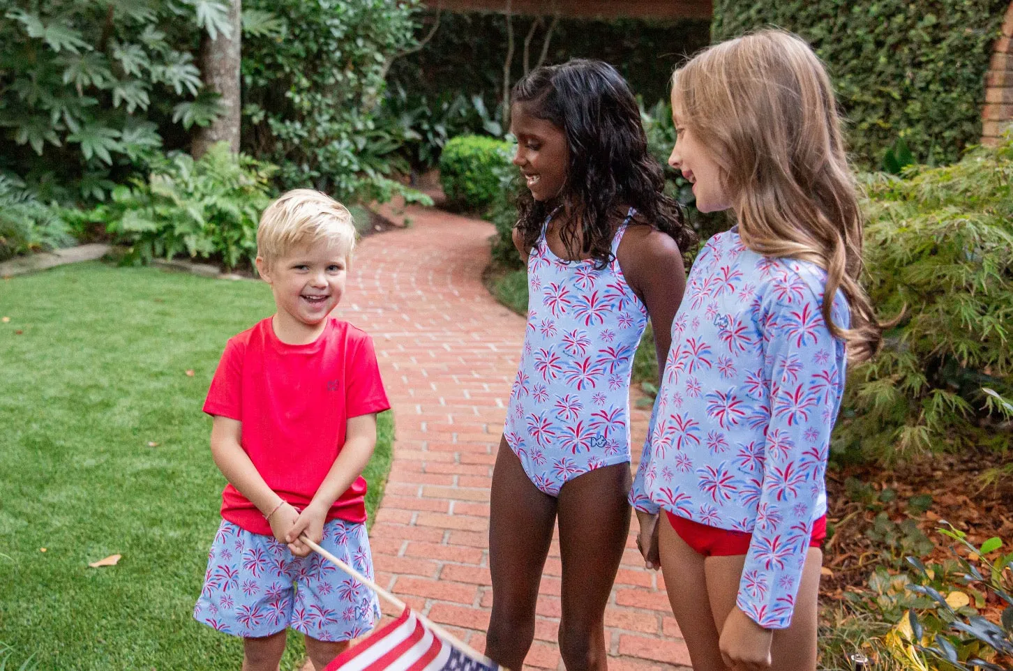 Boys Boogie Board Swim Trunk in Fireworks Print