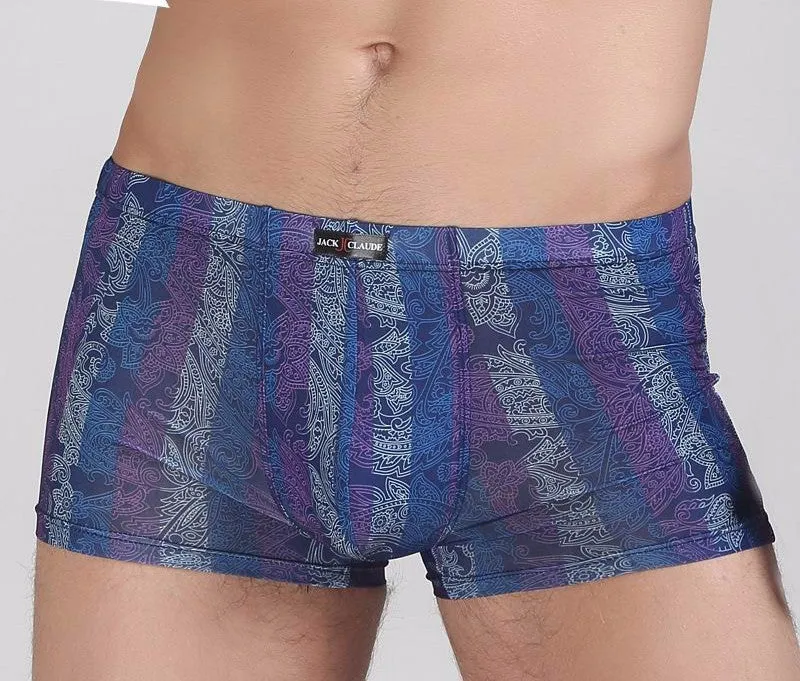 Breathable Men Underwear Boxers Shorts U Convex Male Pants Ice Silk Printing Man Underpants