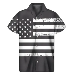 Breezy Hawaiian Vibes: Grey and White Tropical Print Short Sleeve Shirt