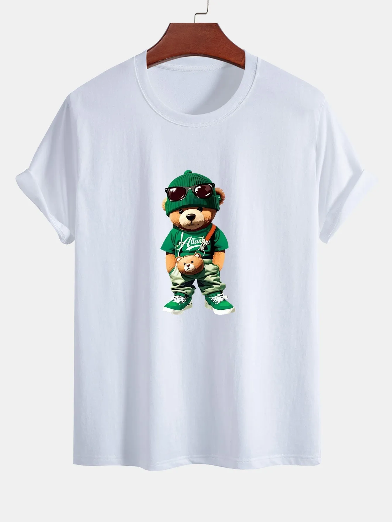 Buenaventura® | Trendy Bear Print Cotton T-Shirt & Drawstring Corduroy Shorts