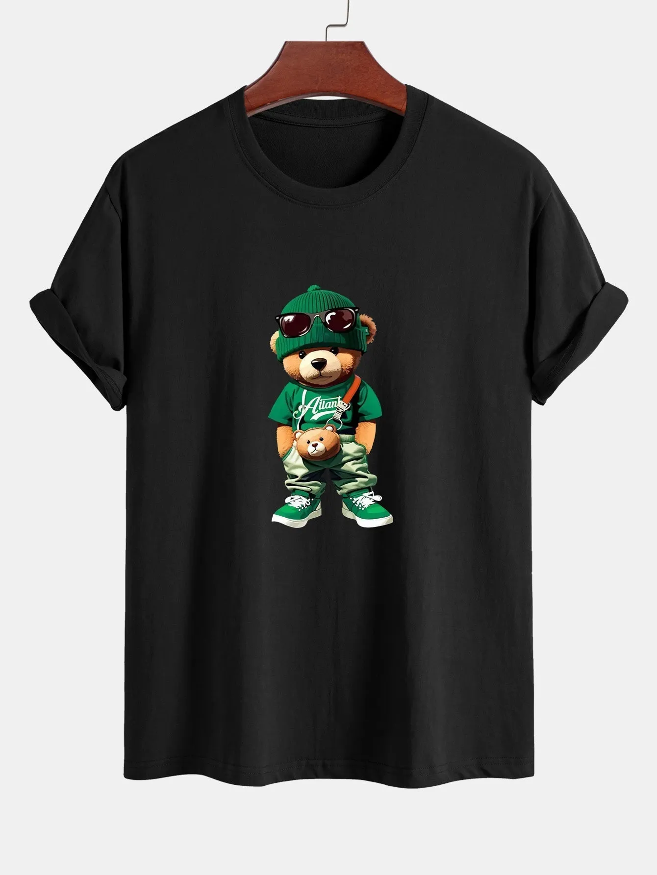 Buenaventura® | Trendy Bear Print Cotton T-Shirt & Drawstring Corduroy Shorts