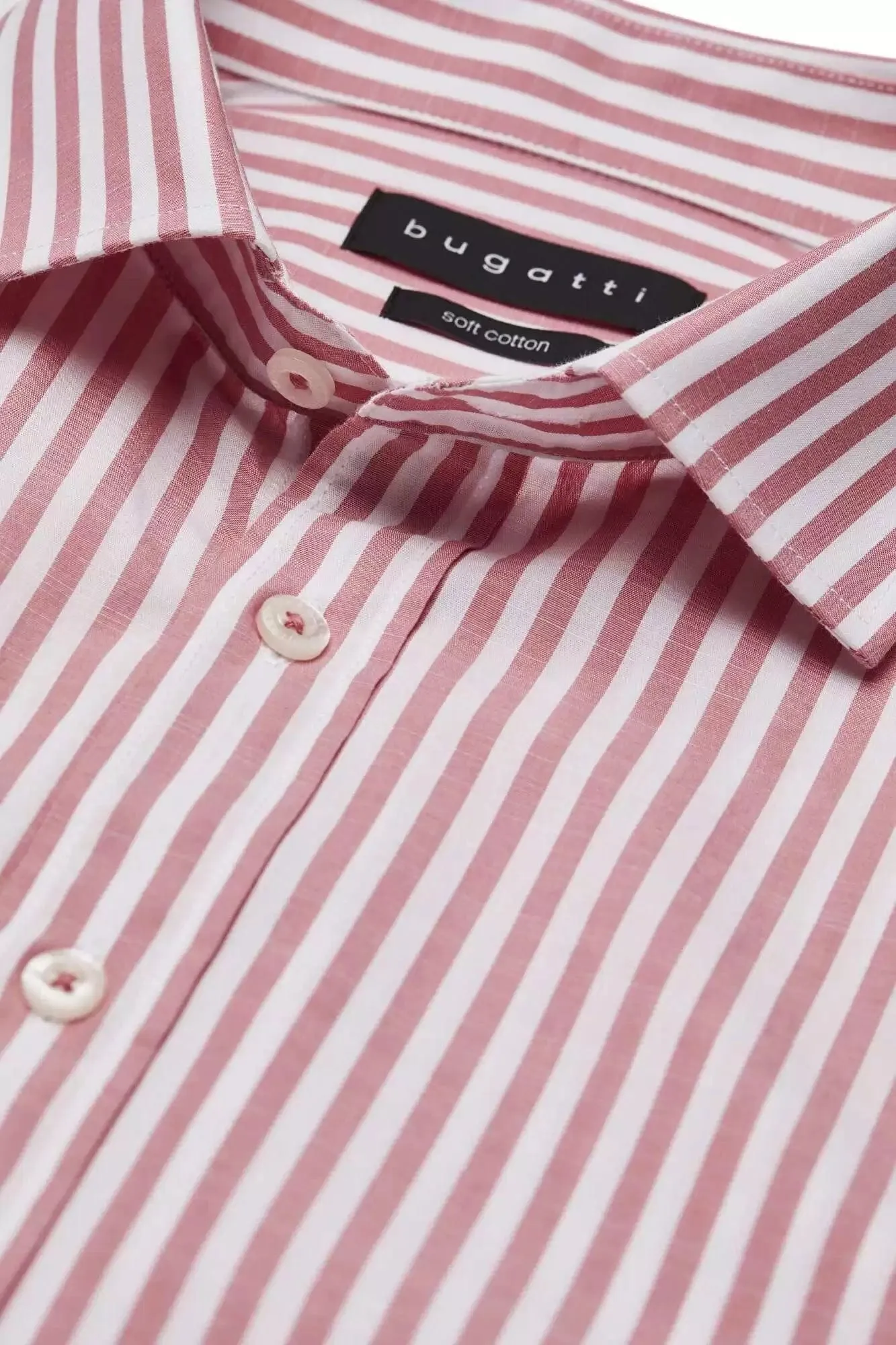 Bugatti Men's Casual Shirt In A Striped Look In Apricot
