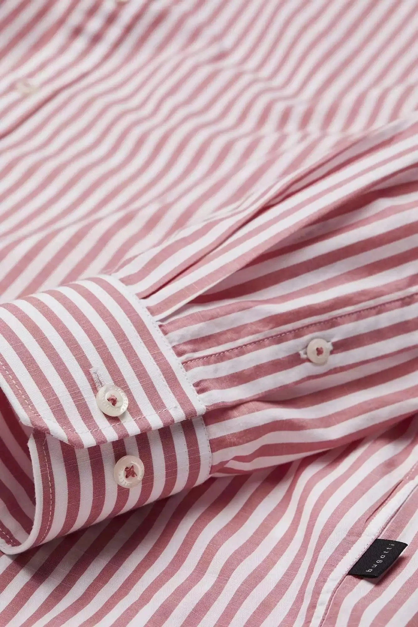 Bugatti Men's Casual Shirt In A Striped Look In Apricot