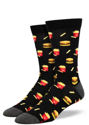 Burger and Fries Men's Bamboo Socks