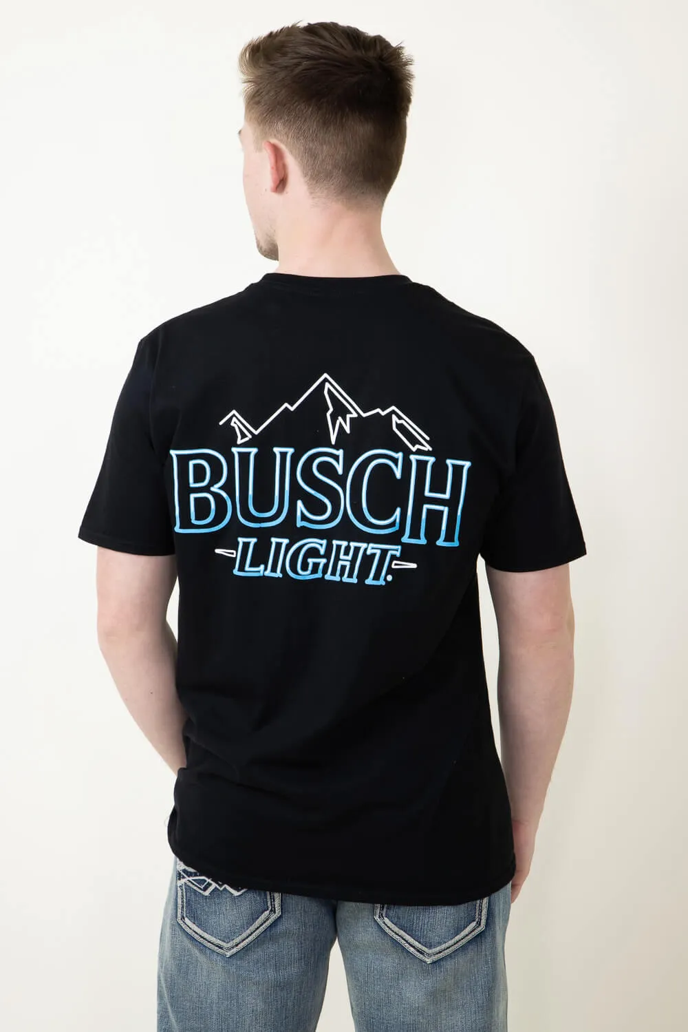 Busch Light Neon Logo T-Shirt for Men in Black | 3347-BLACK