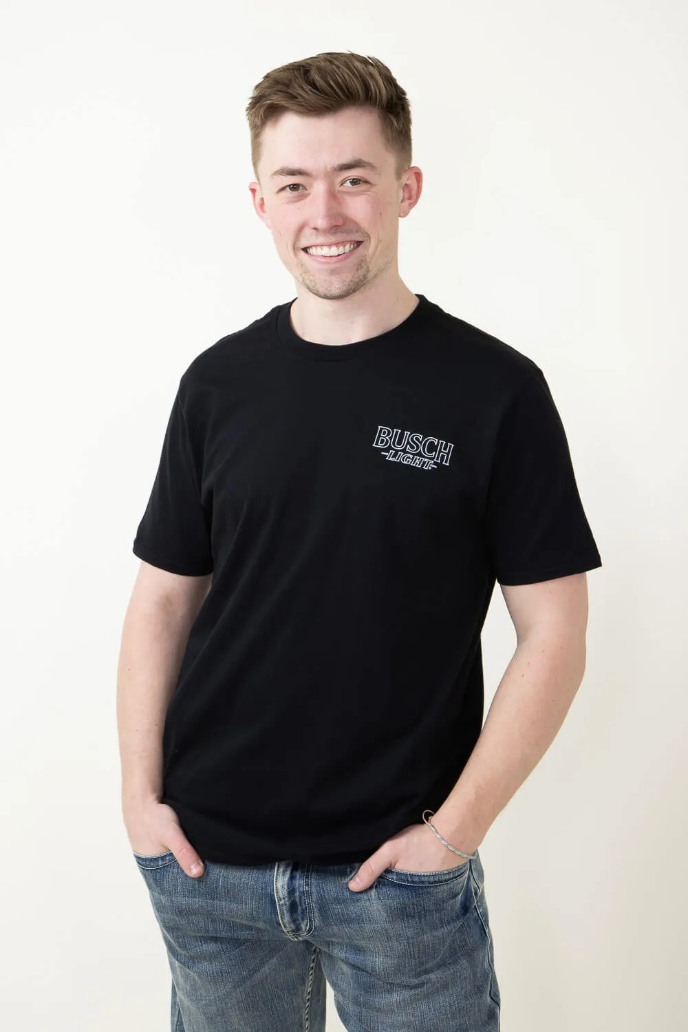 Busch Light Neon Logo T-Shirt for Men in Black | 3347-BLACK