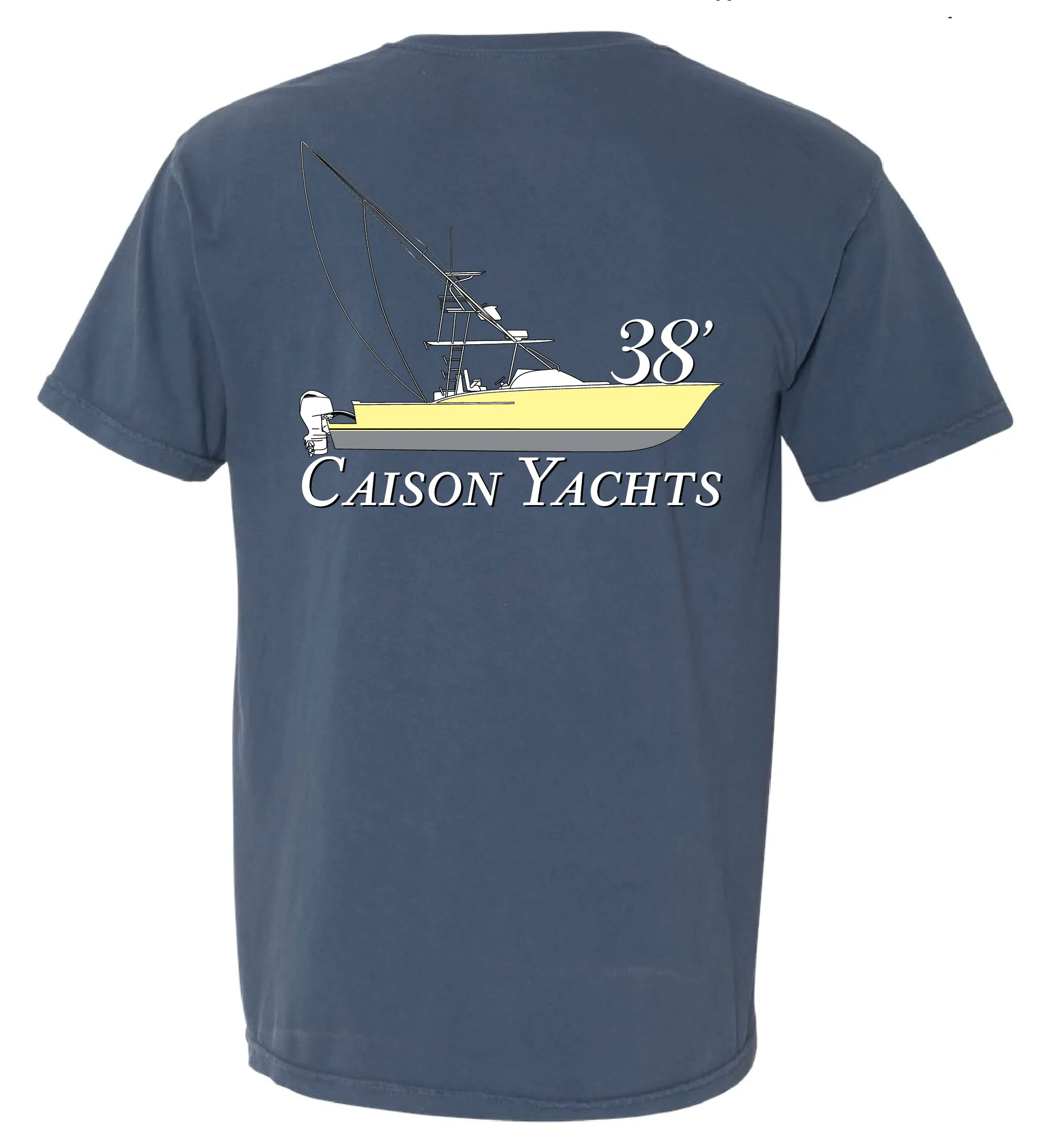 Caison Yachts 38' Line Drawing Navy/Yellow Hull