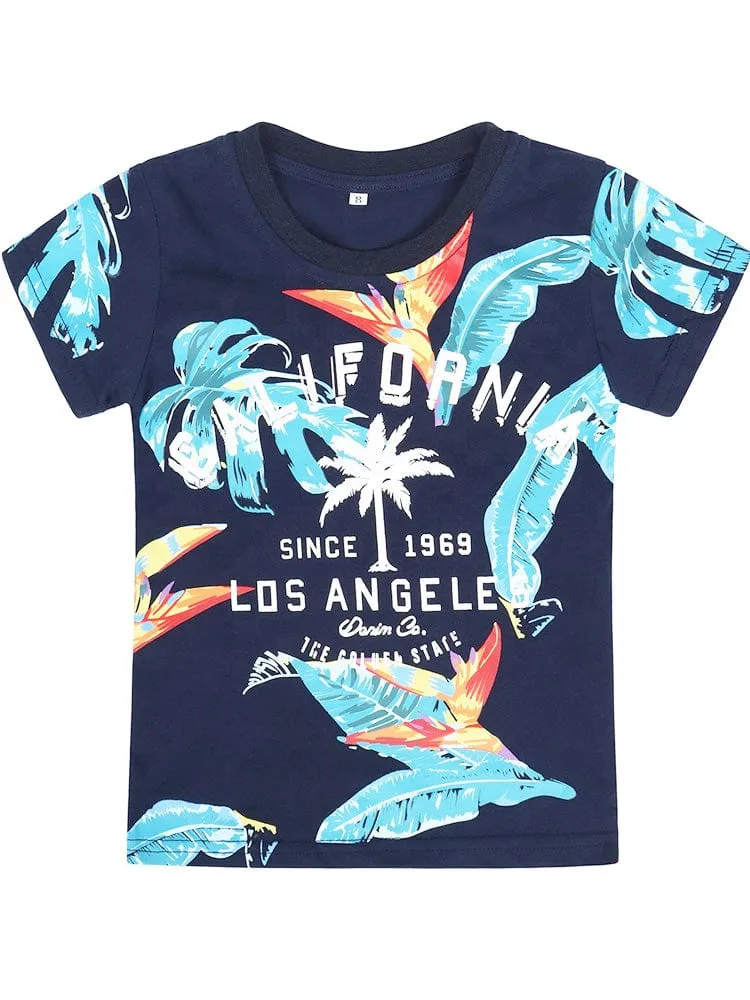California Kid 2 Piece Set - Boys Navy T-Shirt and Yellow Shorts Set