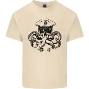 Captain Cthulhu Octopus Sailor Boat Navy Skull Mens Light Cotton T-Shirt