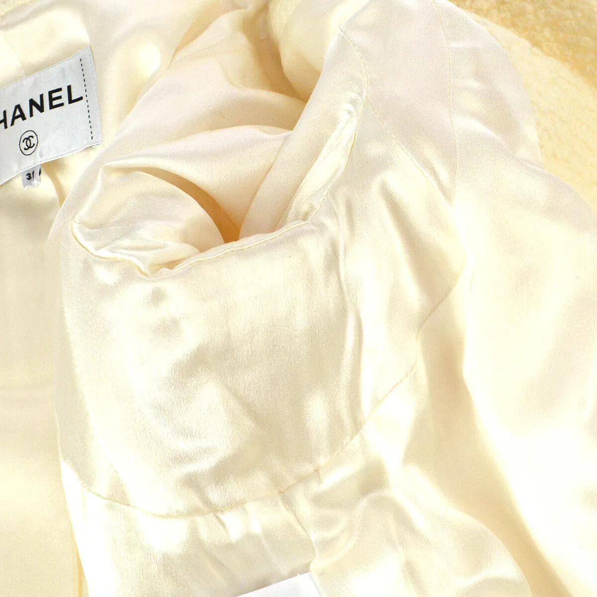 CHANEL P57660V26446 Imitation Pearl Button Long Sleeve Coat Jacket White 03395