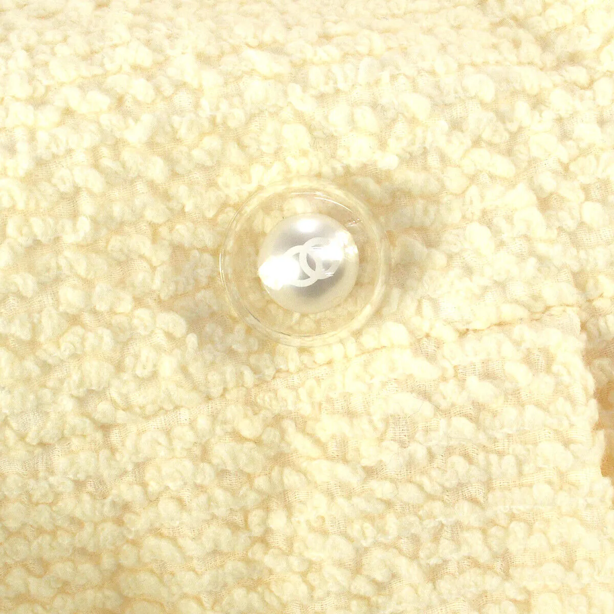 CHANEL P57660V26446 Imitation Pearl Button Long Sleeve Coat Jacket White 03395