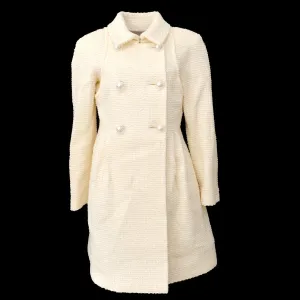 CHANEL P57660V26446 Imitation Pearl Button Long Sleeve Coat Jacket White 03395