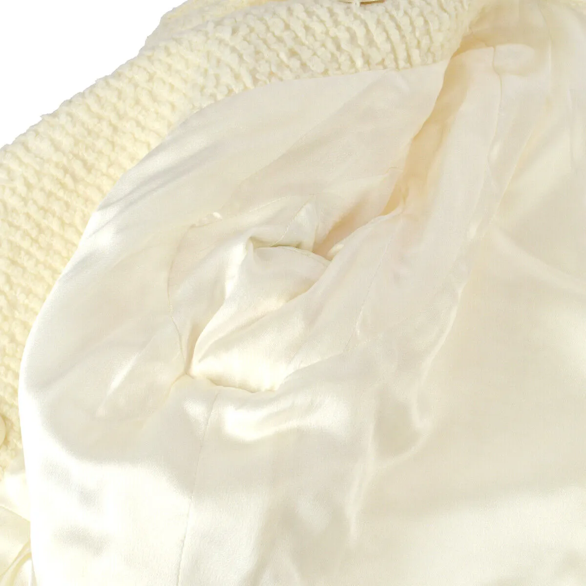 CHANEL P57660V26446 Imitation Pearl Button Long Sleeve Coat Jacket White 03395