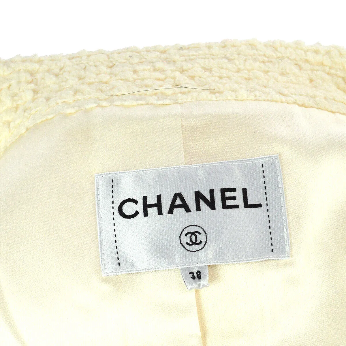 CHANEL P57660V26446 Imitation Pearl Button Long Sleeve Coat Jacket White 03395