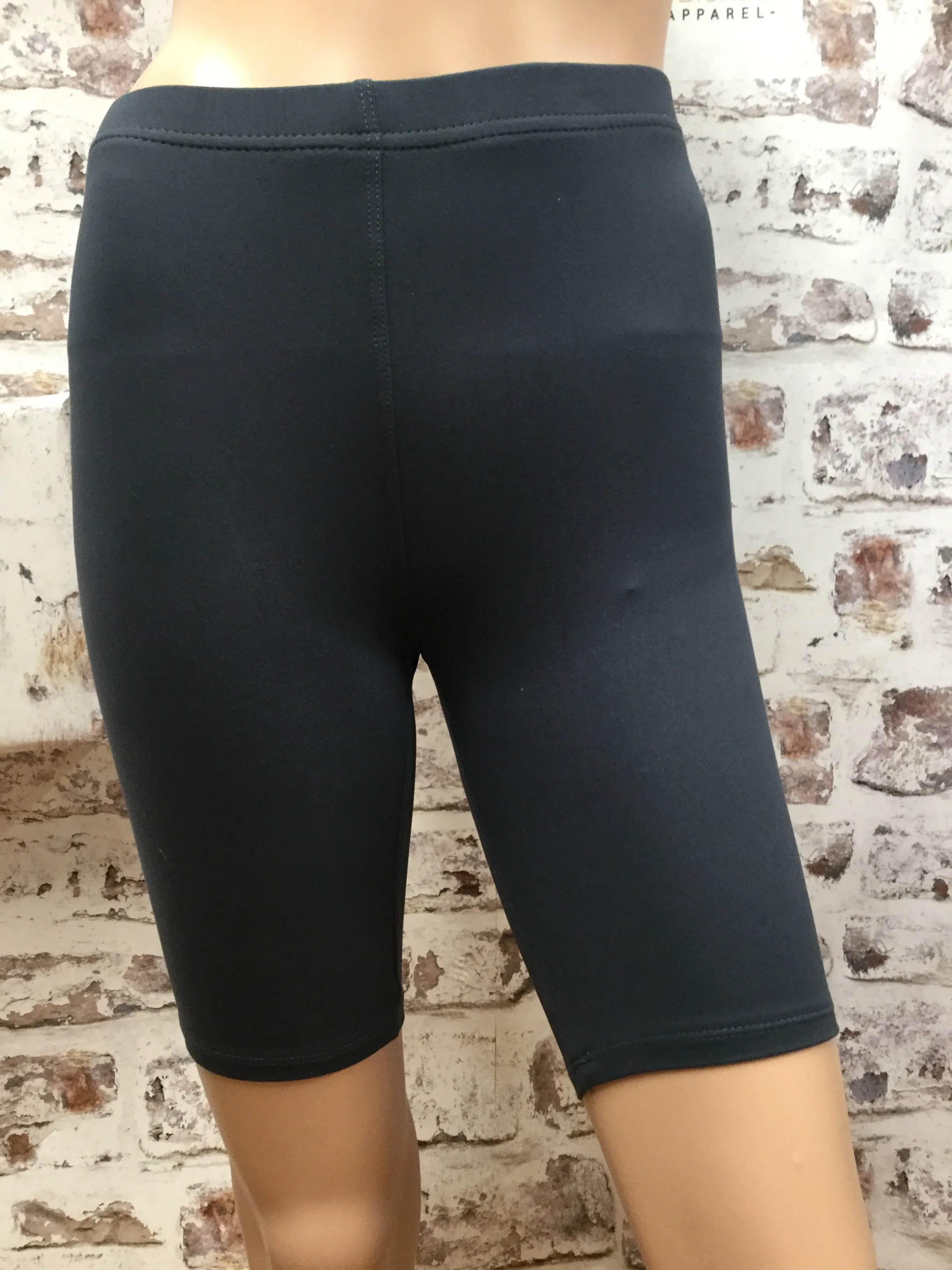 Charcoal Biker Shorts with Elastic Waistband