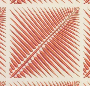 China Seas Fabric: Bahama Palm - Custom Terracotta on Tinted Linen