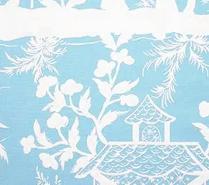 China Seas Fabric: Lyford Background - Custom Light Turquoise on White Belgian Linen / Cotton