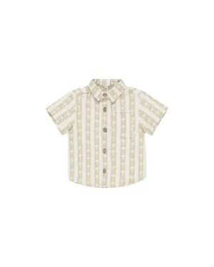 Collared Short Sleeve Shirt || Palm Stripe