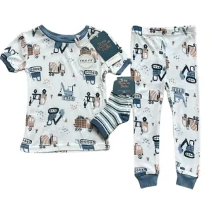 Construction Time Bamboo Pajama Set with Socks