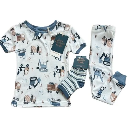Construction Time Bamboo Pajama Set with Socks