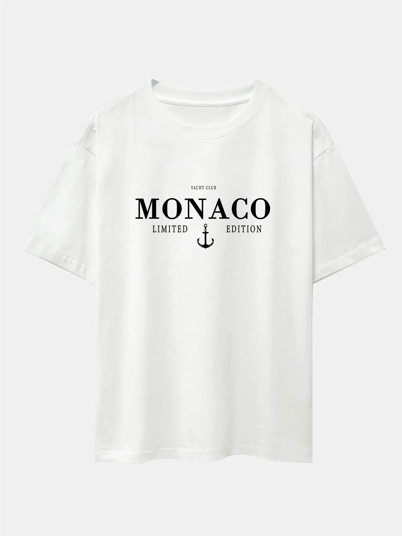 Cosme® | Monaco Slogan Print Drop Shoulder Oversize T-Shirt & Drawstring Corduroy Shorts