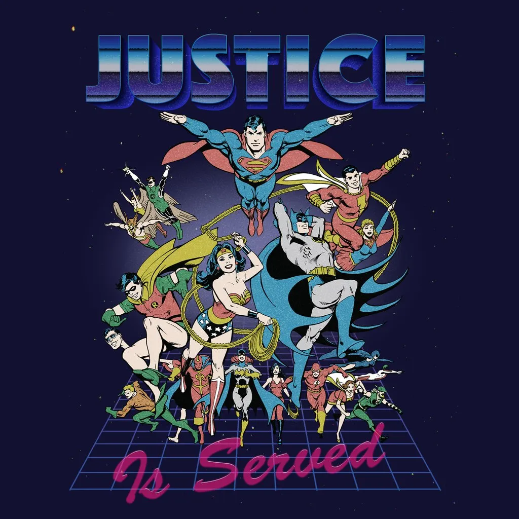 DC Comics Justice League Retro 80s Served Official Men's T-shirt