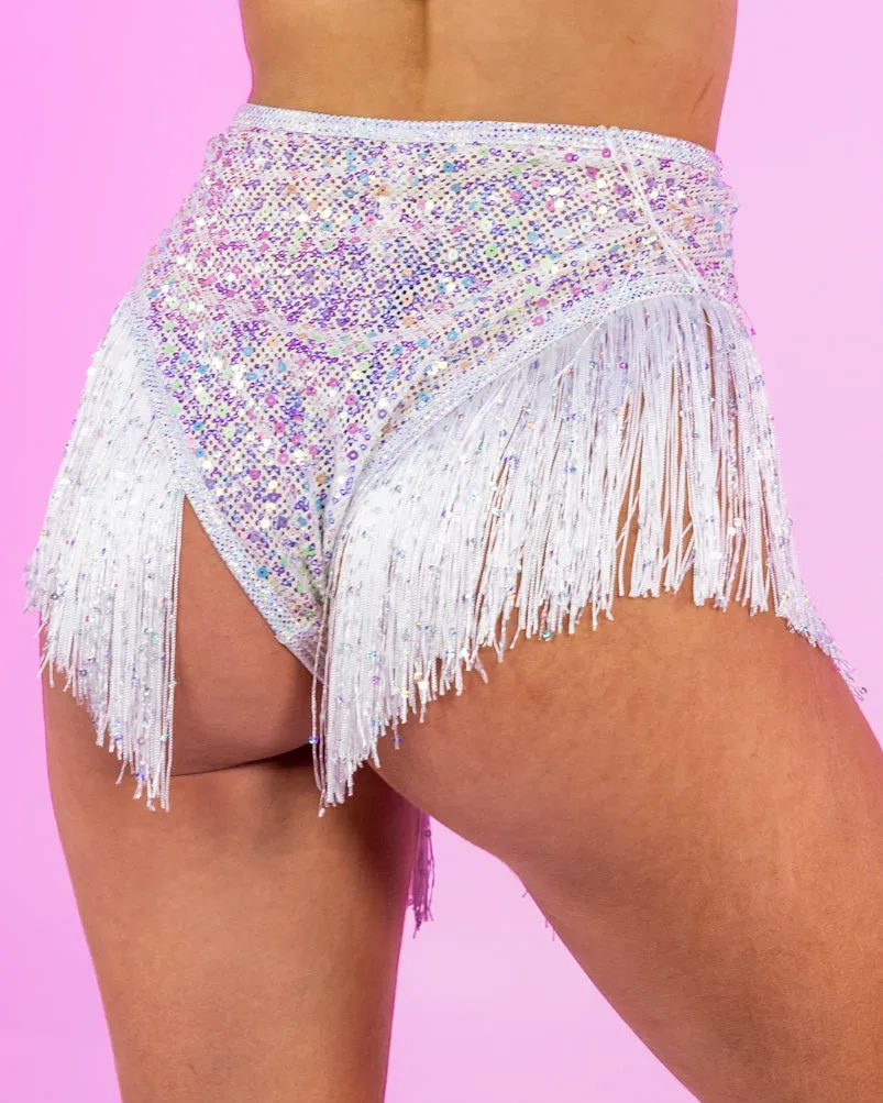 Diamond Rodeo Fringe High Waisted Shorts
