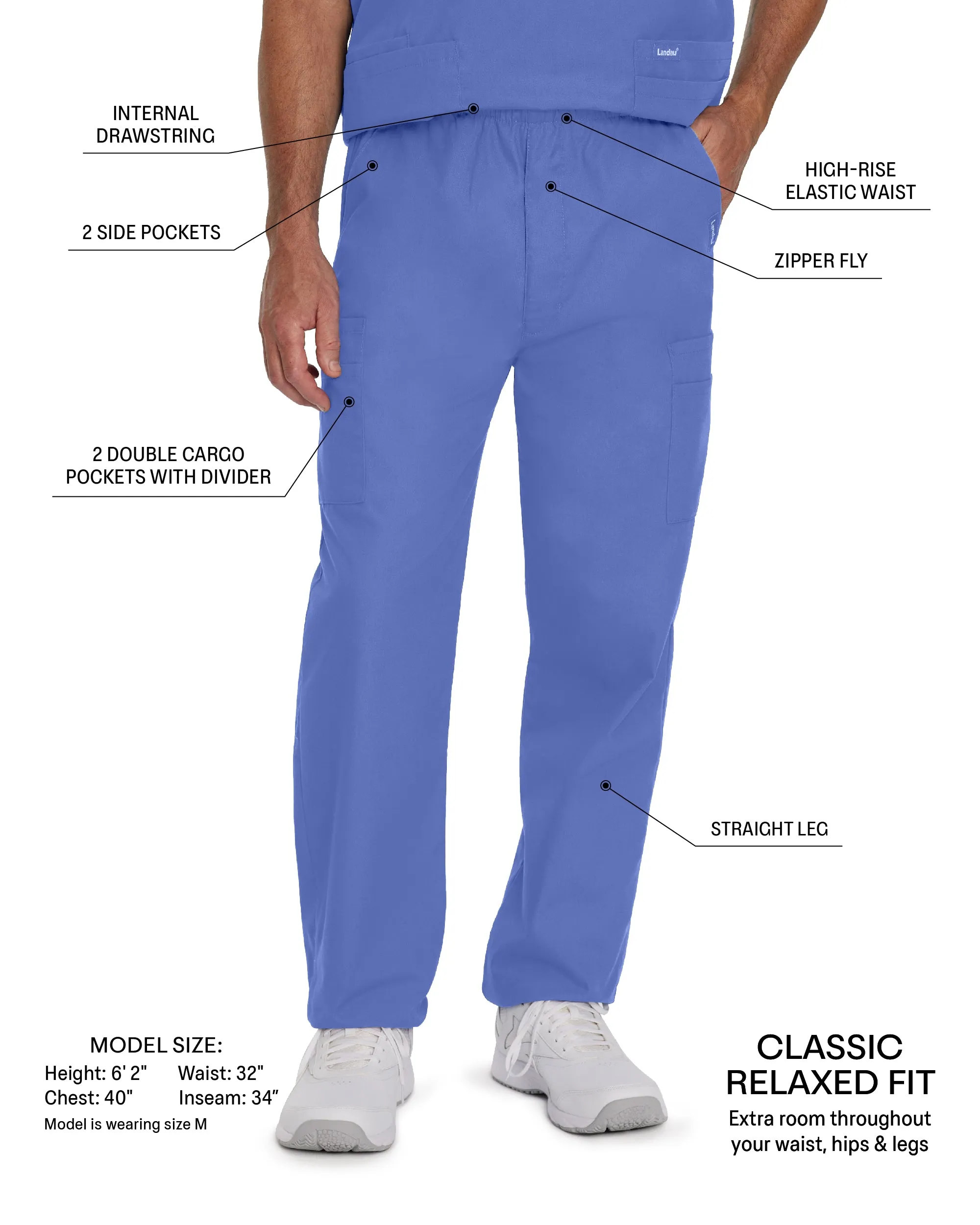Essentials 8555 Men's Cargo Scrub Pants Graphite