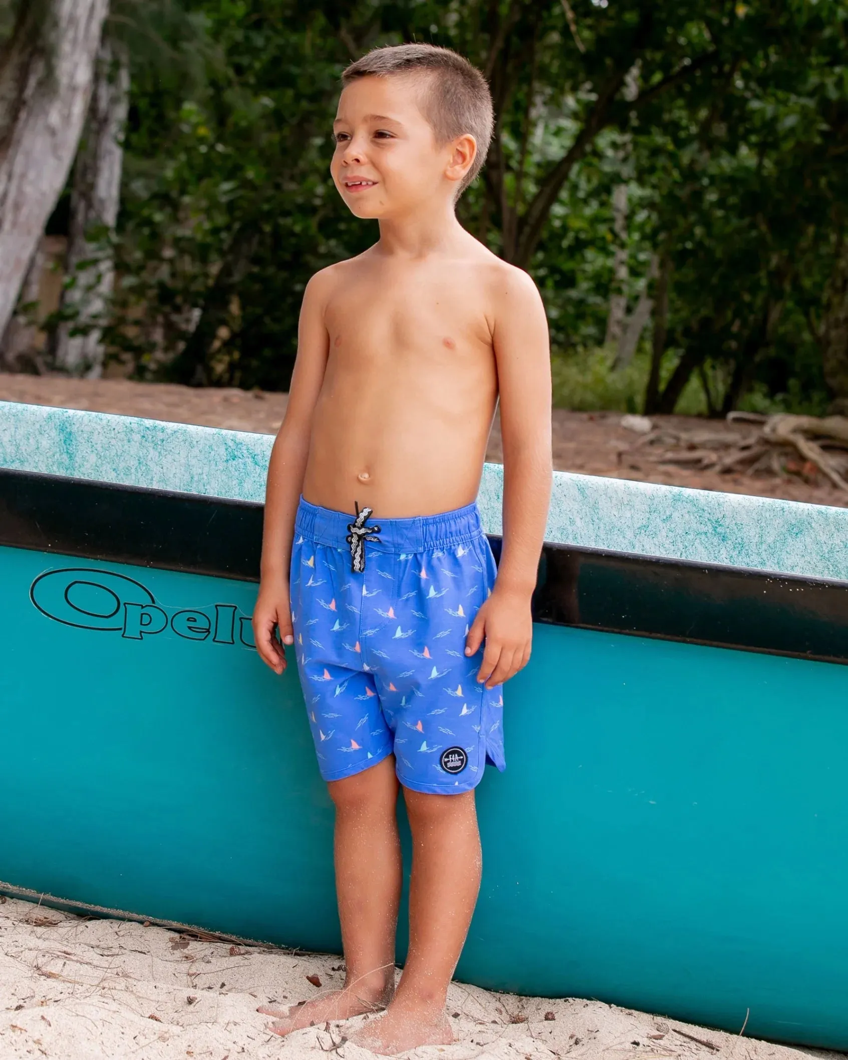 Feather 4 Arrow Boys Shark Fin Boardshort - Blue