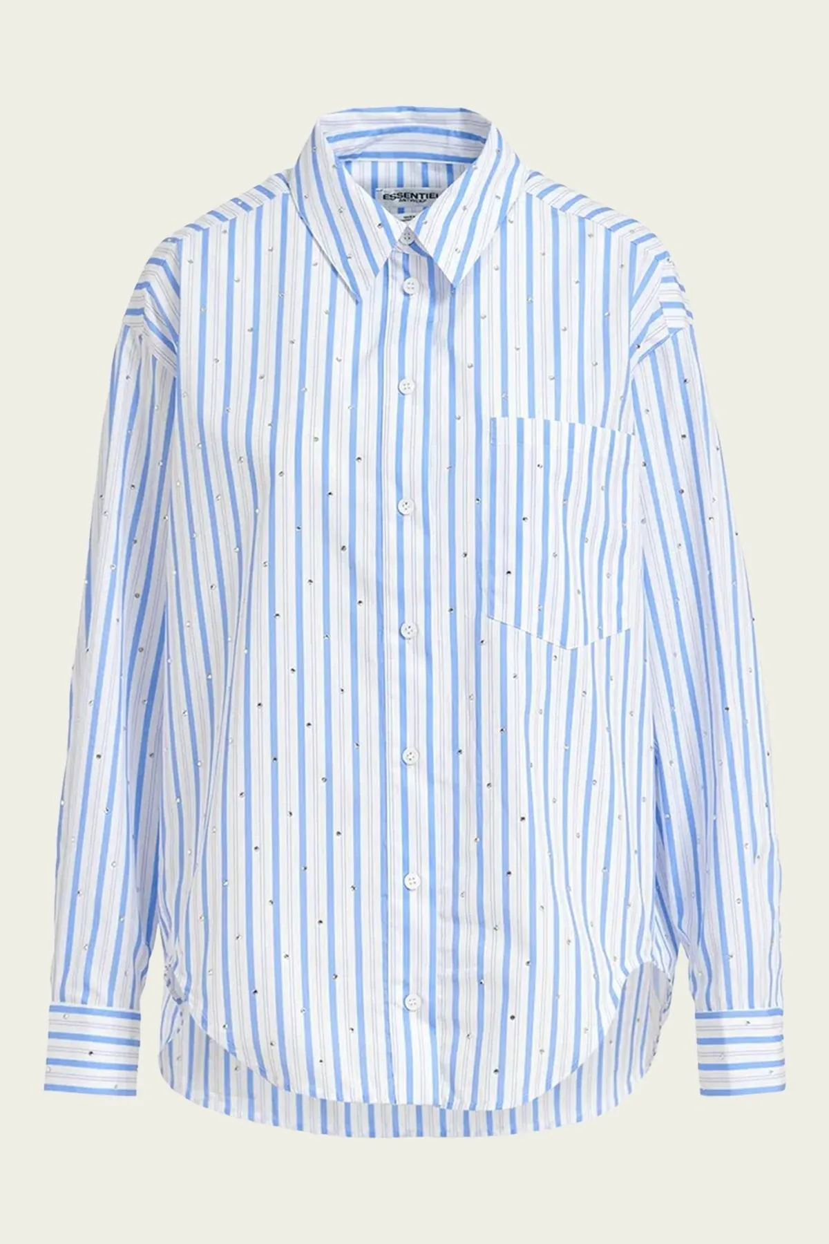 Fevertree Cotton Embellished Shirt in White Blue Striped