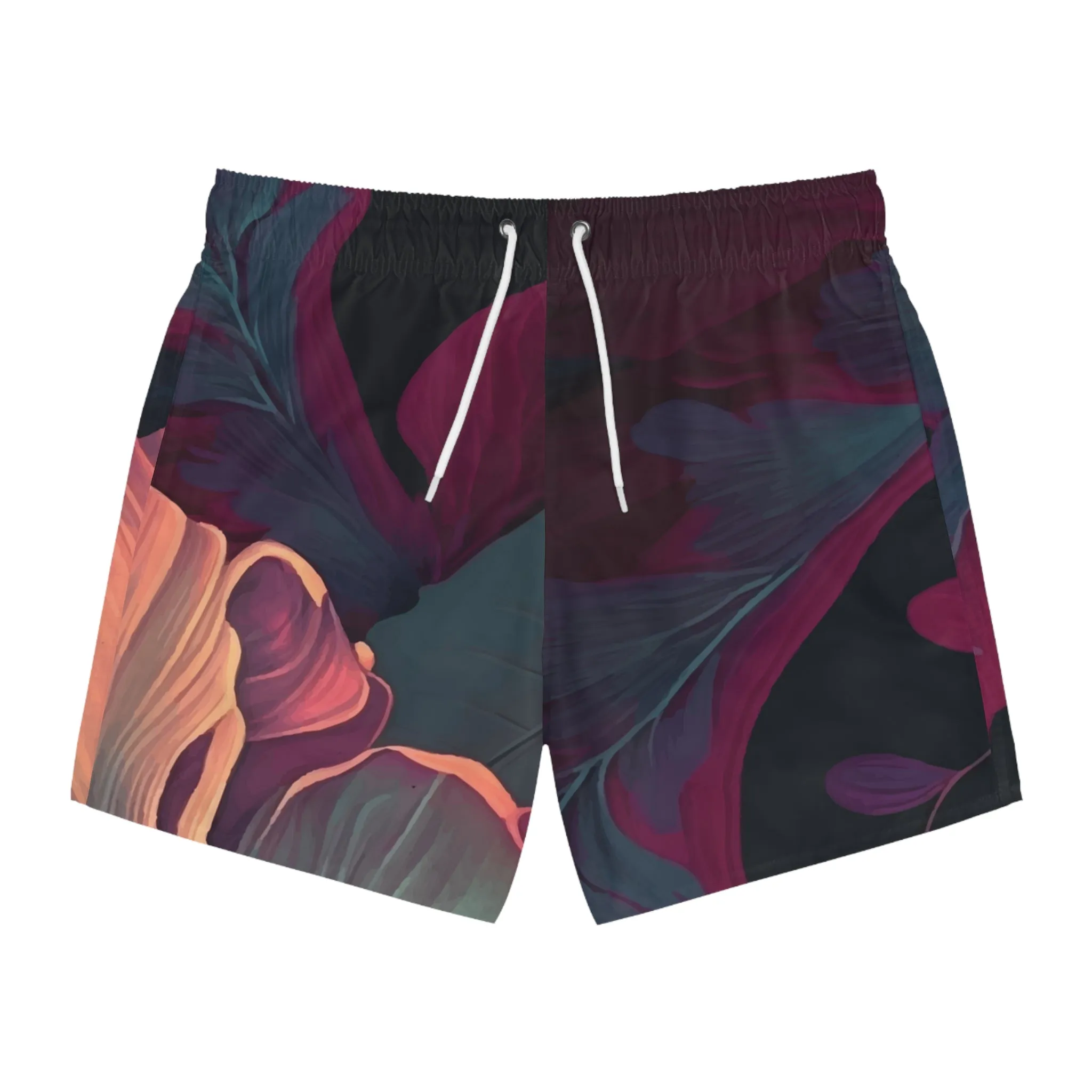 Flower Strip Swim Trunks