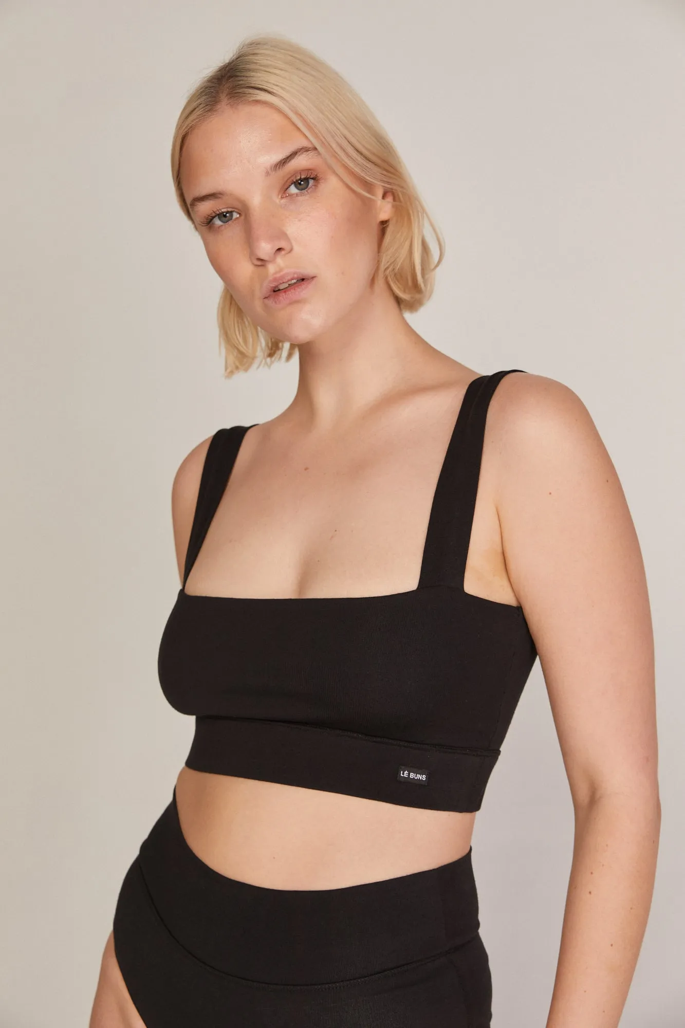 GWEN ORGANIC COTTON SQUARE CUT BRALETTE - BLACK